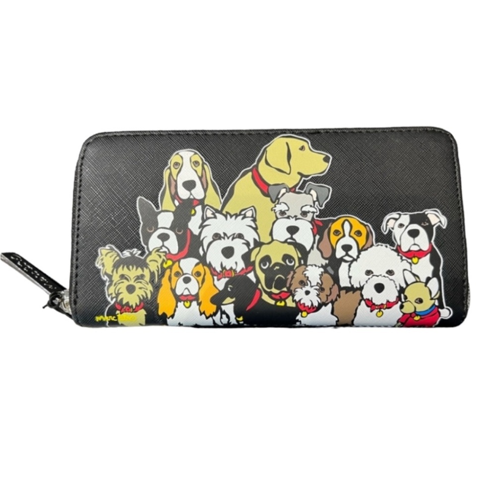 Charming Dog-Themed Black Wallet